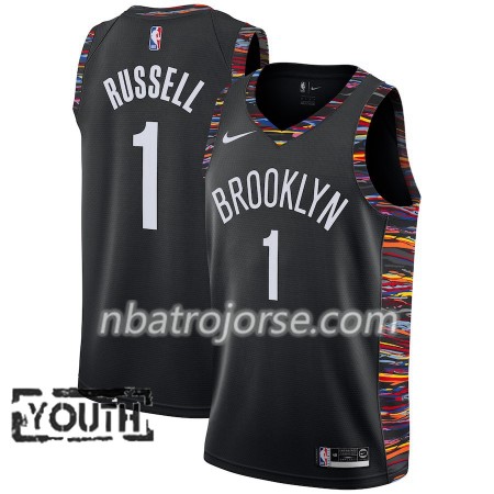 Barn Brooklyn Nets Tröja D'Angelo Russell 1 2018-19 Nike City Edition Svart Swingman
